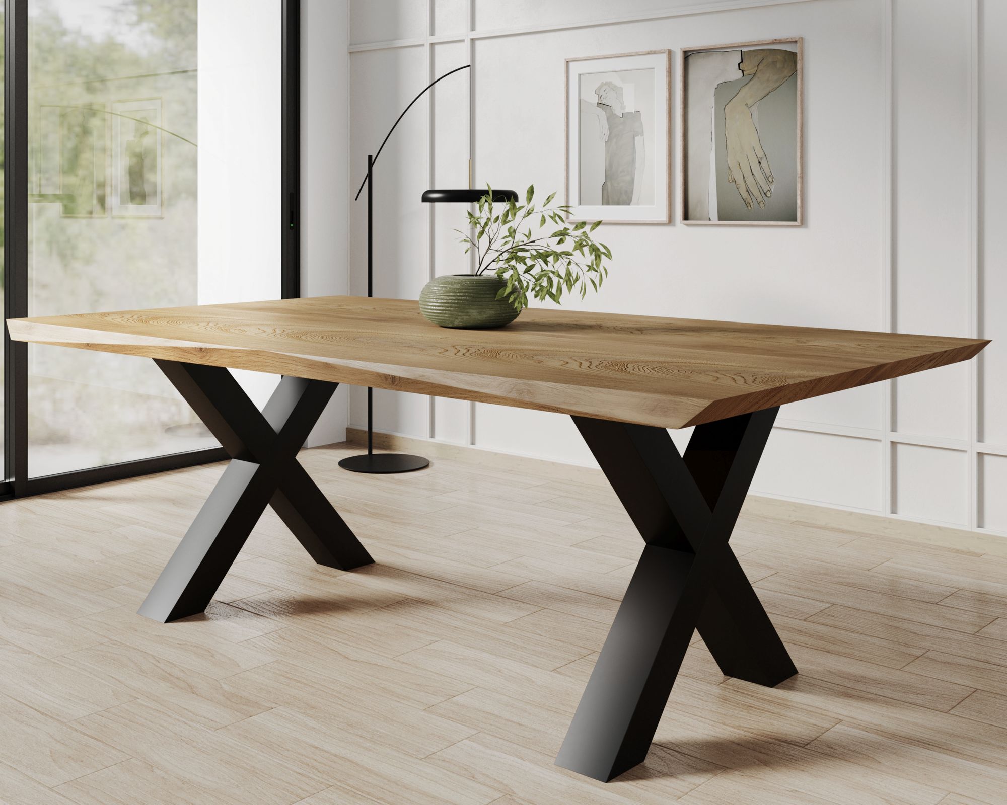 BlackWood »Table4YOU Phoenix« Wildeiche Massivholztisch gedrehte Kante / Wildeiche natur / 6 cm / 220x100 cm