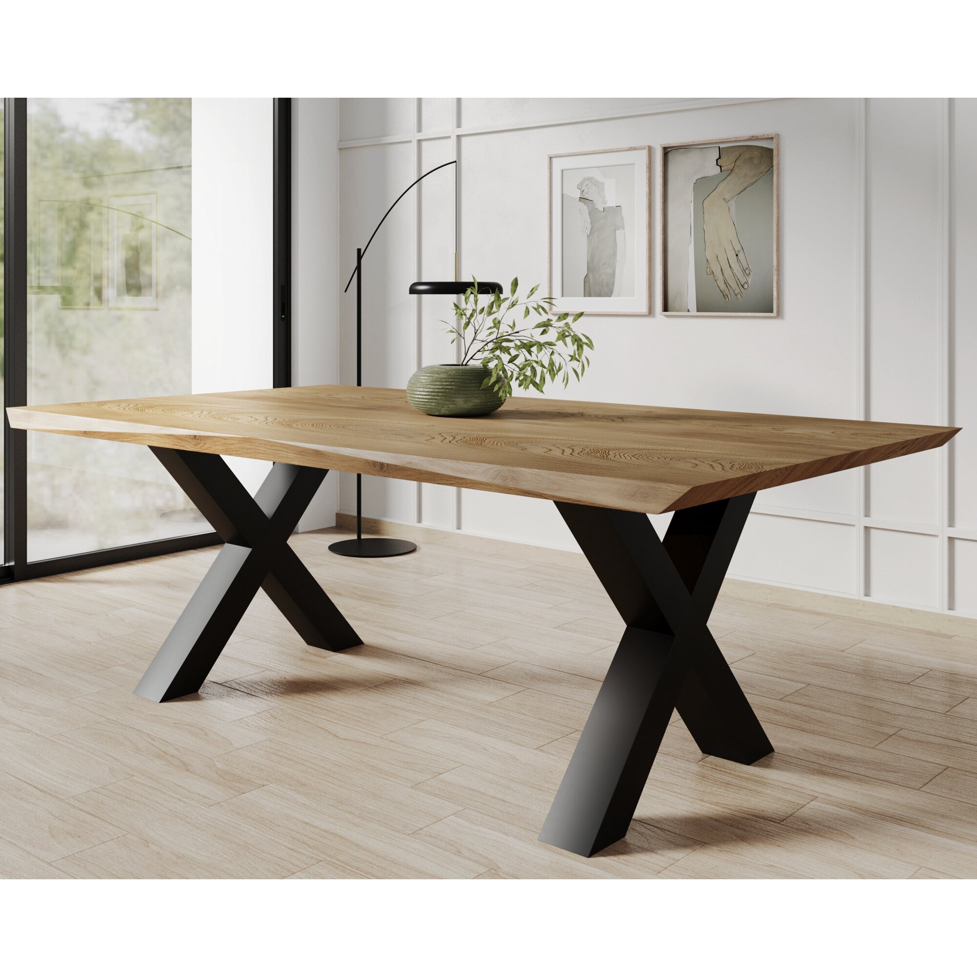 BlackWood »Table4YOU Phoenix« Wildeiche Massivholztisch Baumkante / Wildeiche rustik / 4 cm / 260x100 cm