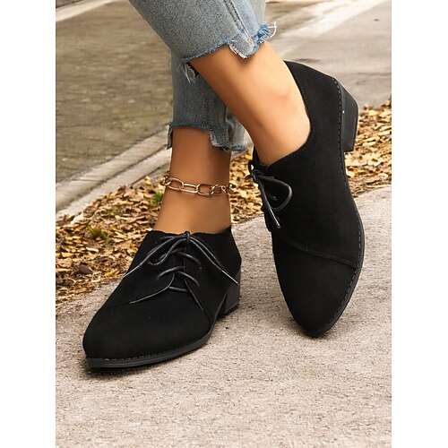 braune Oxford-Schuhe aus Wildlederimitat mit Leopardenmuster – stylische Schnürschuhe für Damen, perfekt für lässige und Vintage-Looks Image