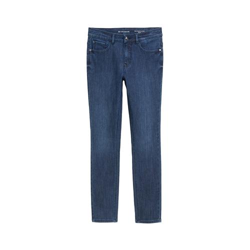 TOM TAILOR Damen Alexa Slim Jeans mit Glitzer-Effekt, blau, Uni, Gr. 28/30