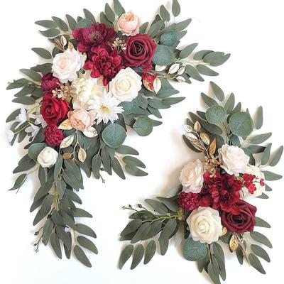 2 Packs Artificial Flowers Decorations, Spring Wedding Flowers,Floral Swag Wedding, Banquet, Party, Reception Entrance Welcome Sign and Background Decoration