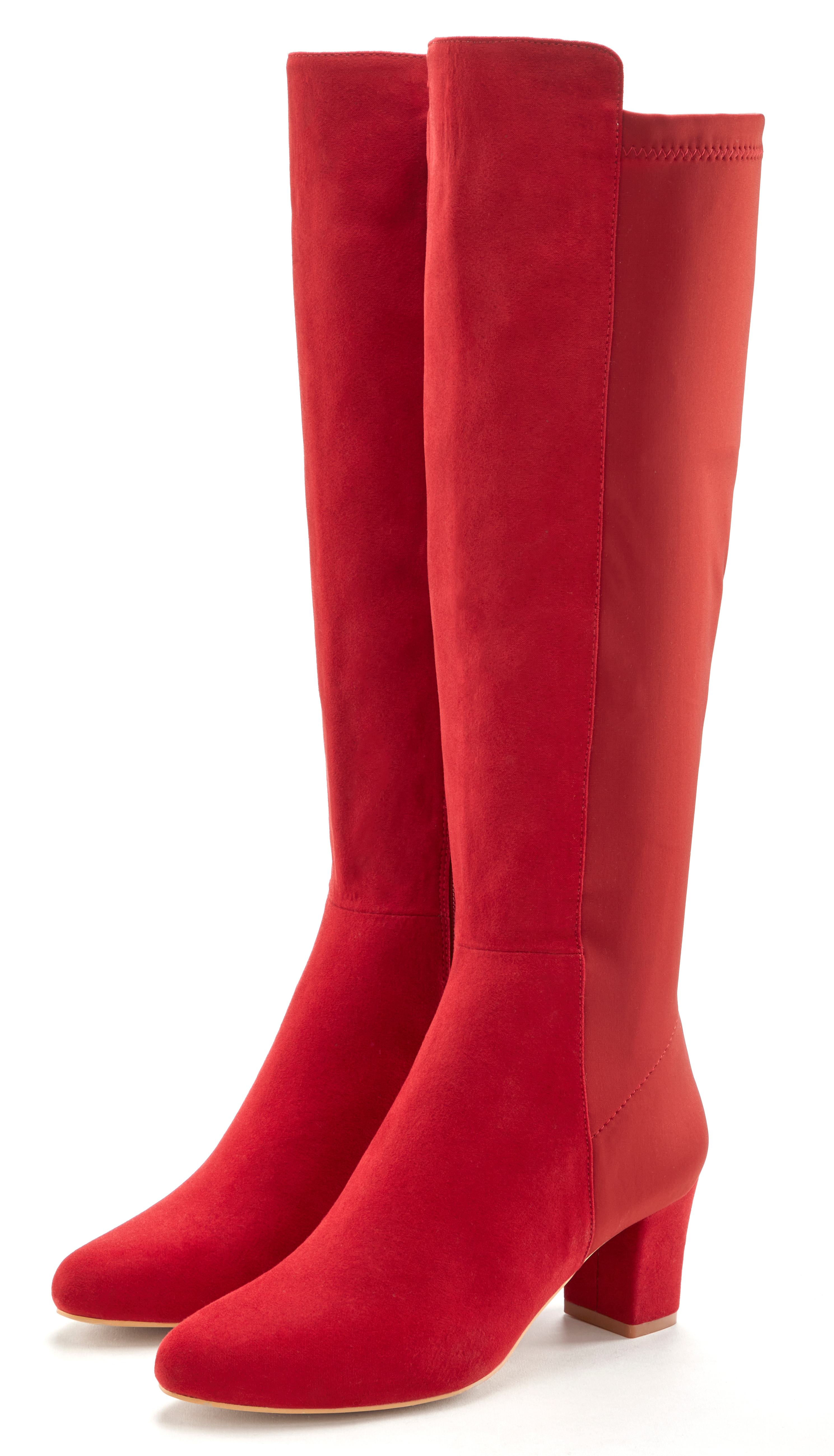 Stiefel LASCANA, Damen, Gr. 42, rot, Obermaterial: 50% Lederimitat, 50% Textilmaterial. Futter: 100% Textilmaterial. Decksohle: 100% Lederimitat. Laufsohle: 100% Synthetik, unifarben, Casual, Schuhe, mit Stretcheinsatz und Langschaft, Stiefelette,...
