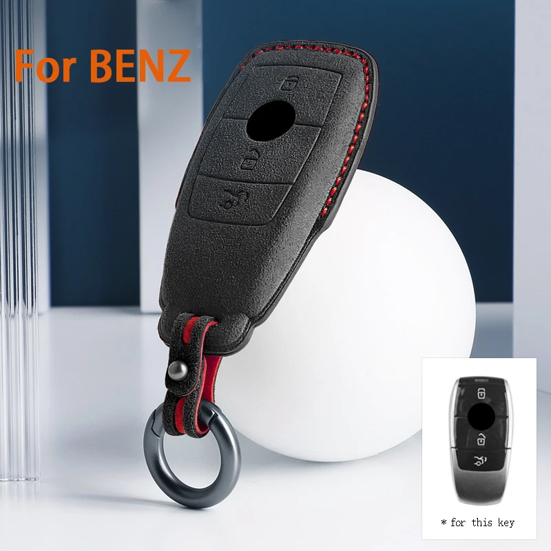 Für Mercedes Benz A C E S G Klasse GLC CLE CLA GLB GLS W177 W205 W213 W222 X167 AMG Wildleder Leder Auto Schlüssel Fall Shell Schlüsselbund Image