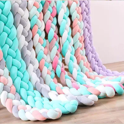 Körper Kissen Bett Stoßstange lange geknotet 4 Geflecht Kissen Babybett Dekor Knoten Krippe Image