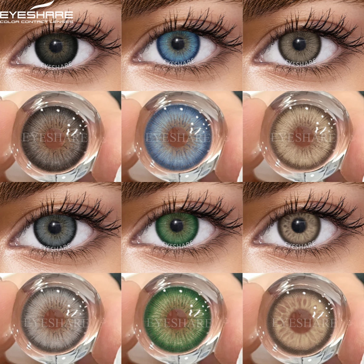 EYESHARE 2 Stück farbige Kontaktlinsen, natürlicher Look, braune Augenlinsen, graue kontaktblaue Linsen, schnelle Lieferung, grüne Augenlinsen Image