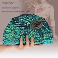 Vintage frauen Kupplungen Abend Taschen mit griff Pfau Muster Pailletten Perlen Braut Kupplung Geldbörse luxus mini handtasche WY146