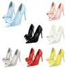 Plus Größe 34-43 Frau Fetisch 7,5 cm 10,5 cm High Heels Leder Pumps Dame Rot Blau Schmetterling Knoten Hochzeit Mitte Low Heels Schuhe