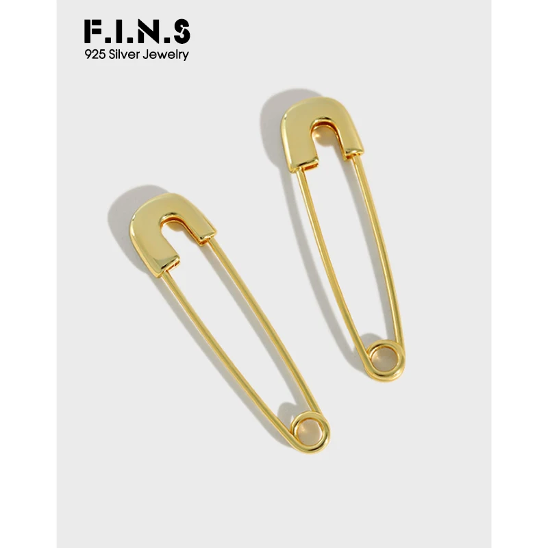 F.I.N.S Koreanische S925 Sterling Silber Ohrringe INS Einfache Pin Form Ohrringe Punk Zwei-töne Silber 925 Stud Ohrringe Feine schmuck