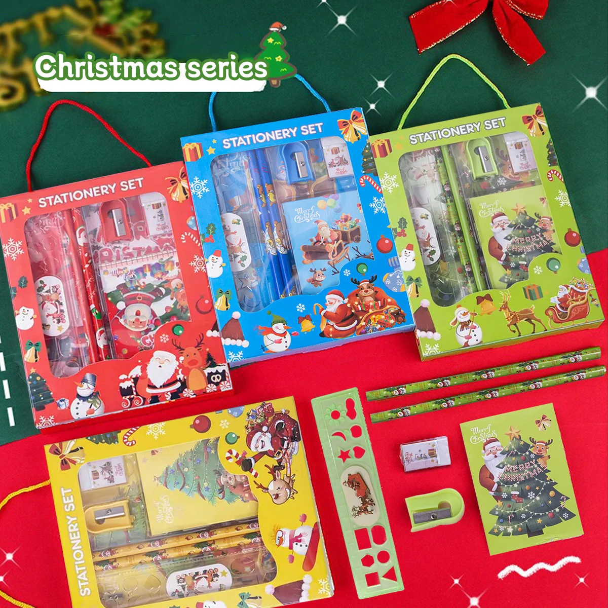 Weihnachtsgeschenk Briefpapier Set Geschenkbox Studentenpreis Briefpapier Bleistift Radiergummi 6-teiliges Set Weihnachten Neujahr Geschenk Image