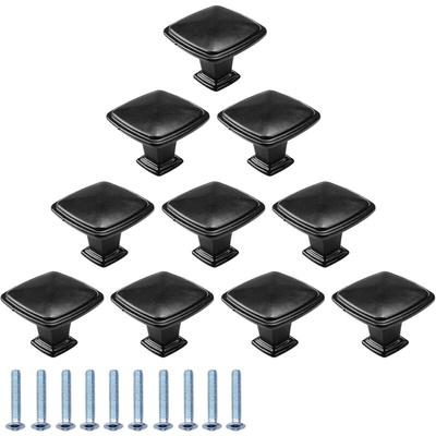 10 Stück schwarze Möbelknöpfe, Griffe, Schubladen-Türknöpfe, quadratische Möbelgriffe, einzelne Image