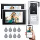 TMEZON Videocitofono WiFi a 4 fili, videocitofono campanello 1080P, touch screen IP da 7", rilevamento del movimento.APP TUYA/scheda RFID