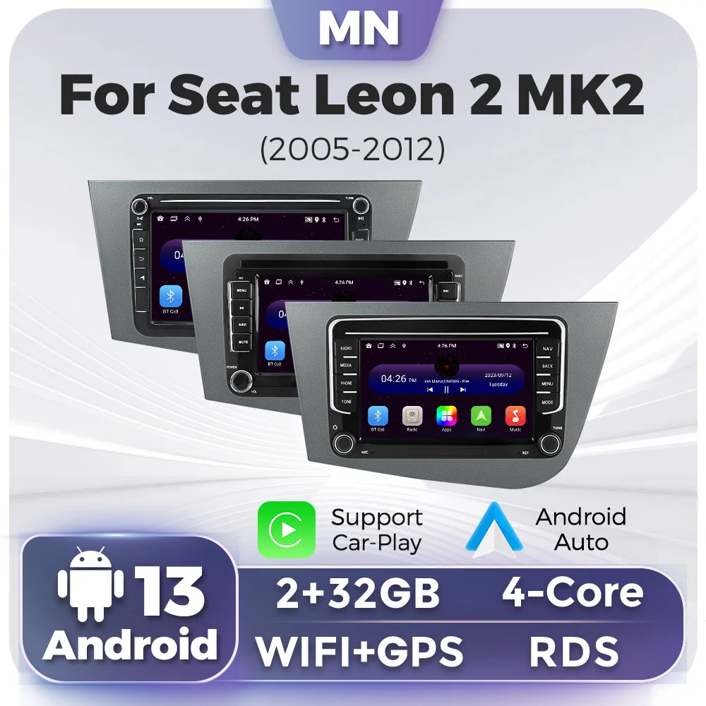 Carplay Android Auto Autoradio für Seat Leon 2 MK2 2005 2006 2007 2008 2009 2010 2011 2012 Multimedia Video Player GPS BT Stereo Image