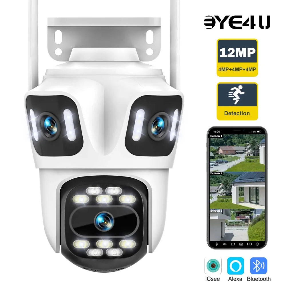 6k 12mp Sicherheit Wifi Kamera im Freien drei len drei Bildschirme ptz Cams Auto Tracking CCTV Video überwachung wasserdichte Cam ICsee Image