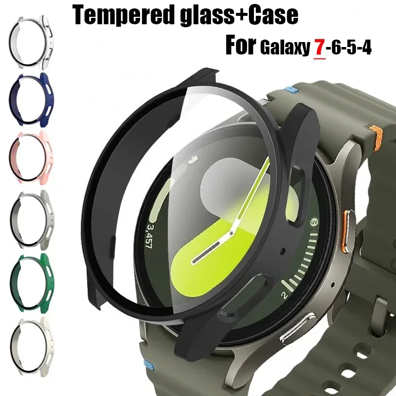 Gehärtetes Glas + Hülle für Samsung Galaxy Watch 7/6/5/4, 44 mm, 40 mm, Voll-PC-Stoßstangen-Displayschutz, Galaxy Watch FE-Zubehör Image