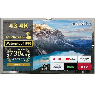 Soulaca 43inch Smart Android11.0 Mirror 4K LED TV Touchscreen Bathroom IP65 Waterproof Built-in WiFi Bluetooth SPA for US/EU