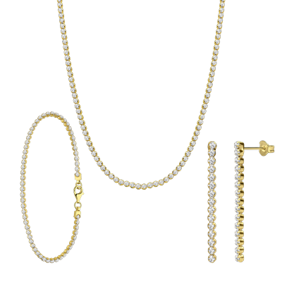 Lucardi - Geschenkset 925 Silber Schmuck-Set 1 ct Damen