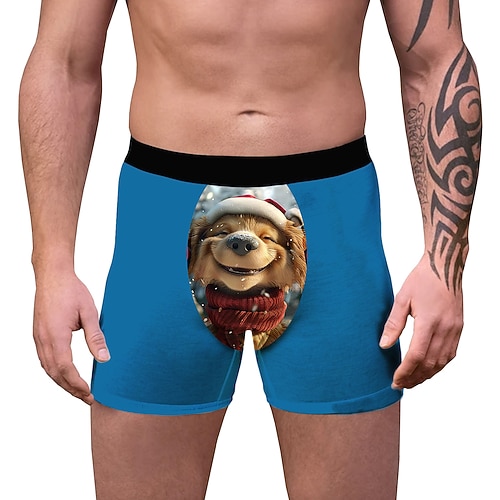Welpe Weihnachtspyjamas Kurze Boxershorts Unterwäsche Weihnachtsgeschenk Herren Lustig Weihnachten Muster Erwachsene Weihnachten Neujahr Heiligabend Weihnachten Party Image