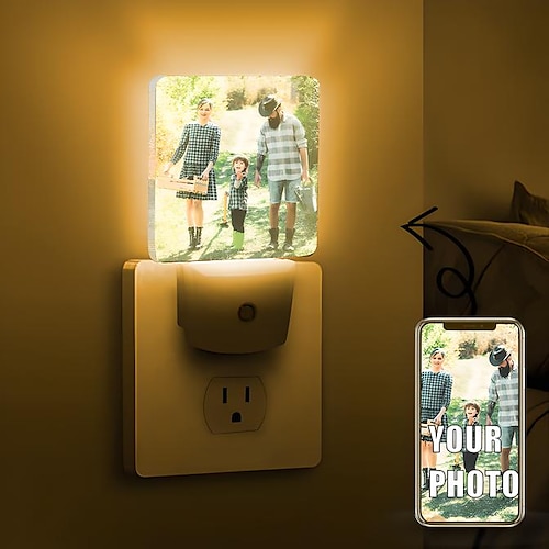 Personalisiertes, leuchtendes Foto-Nachtlicht mit Sensor, automatischer Dämmerungssensor, Valentinstags-Nachtlampe für die Familie, Valentinstag, Liebende, Schlafzimmer, Badezimmer, Flur Image