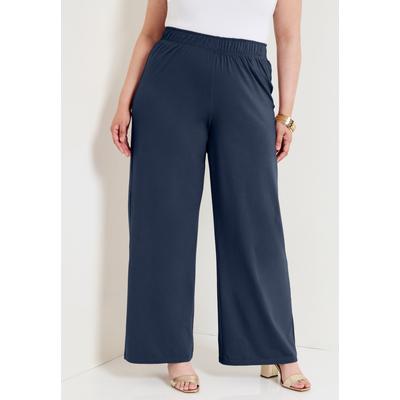 Plus Size Women's Wide-Leg Pant by June & Vie in Navy (Size 10/12)