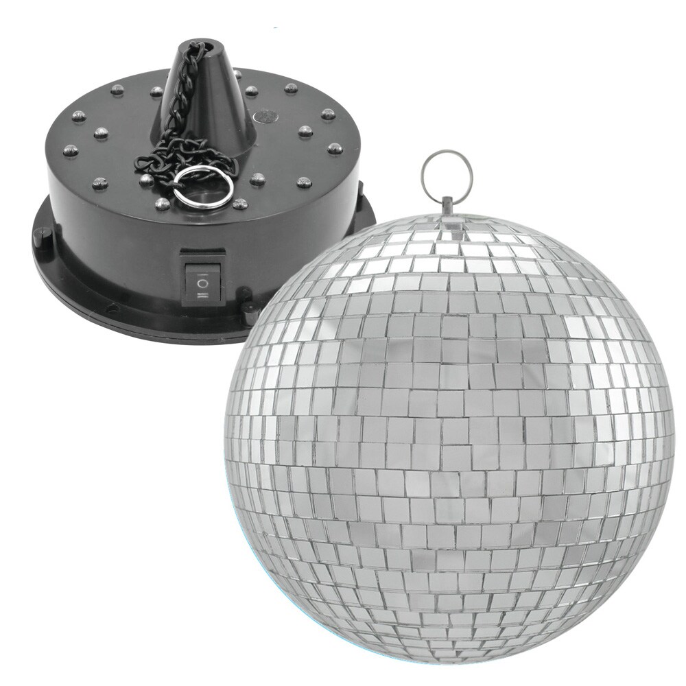 SATISFIRE Spiegelkugel SET - RGBW20 - 20cm Spiegelkugel und Batteriemotor, LED Farbwechsel Image