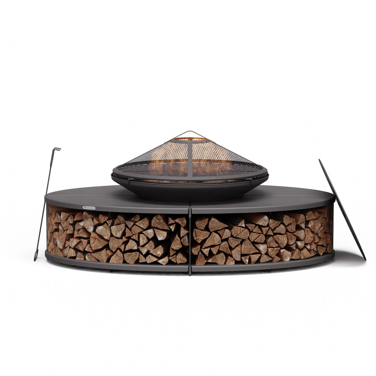Blumfeldt Firebowl Ebeko 3-in-1 | Grillfunktion als Tisch nutzbar | Grillrost + Funkenschutz Schwarz Image