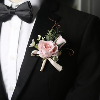 boutonniere da sposa maschile boutonniere rosa e rosso per sposo e testimoni accessori floreali decorazioni per abiti da ballo