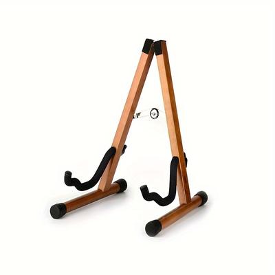 TEMU Nalu Solid Wood Foldable Guitar Stand Vertical Stand Floor Stand Guitar Rack Floor Stand Placement Rack, Foldable Guitar Stand, Adjustable For Bass, Guitar, Electric Guitar, Etc.
