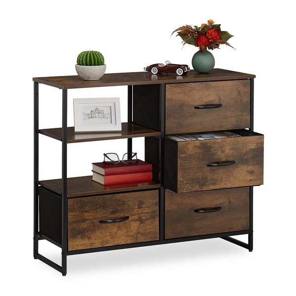 relaxdays Kommode - Industrial Design braun, 84x71.5x32.5 cm Image