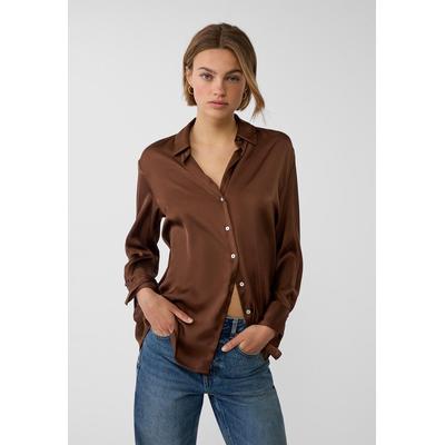 Stradivarius Satin collared shirt Brown XL