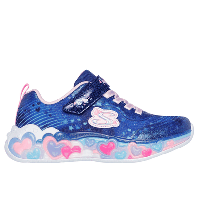 Skechers Girl's S-Lights: Eternal Heart Lights Sneaker | Size 11.5 | Navy Blue | Textile/Synthetic