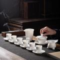 Chinesische weiße Keramik Kung Fu Tee-Set, ein komplettes Set mit Geschenk-Box