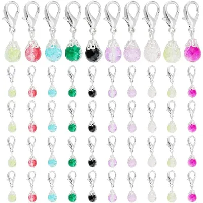100 stücke Kristall baumeln Charms Charms für Schlüssel anhänger Knistern Glasperlen Anhänger 10 Farbe baumeln Glas Charms Hummer verschluss Charms