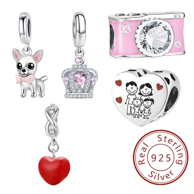 925er Sterlingsilber, Mondparfüm, Herz, Elefant, Glühwürmchen, Perlen, DIY-Armband, Halskette, Geschenk für hochwertigen Schmuck Image