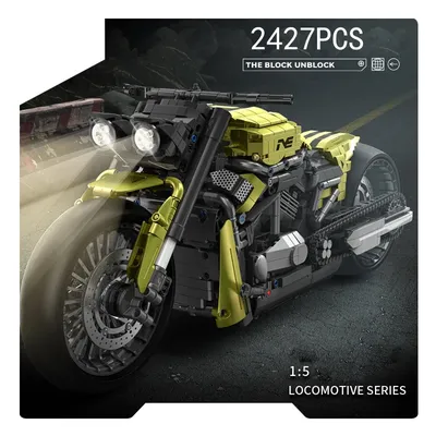 Technische Harleying Big Motorrad-Nachtstange im Maßstab 1:5, Bausteinmotor, Modellziegel, Image