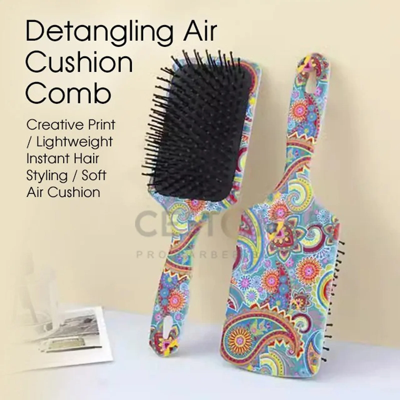 Professionelle Paddle Haar Pinsel Entwirren Haarbürste Massage Kopfhaut Styling Werkzeug für Frauen Männer Gerade Lockige Wellenförmige Trocken Nass D2TA Image