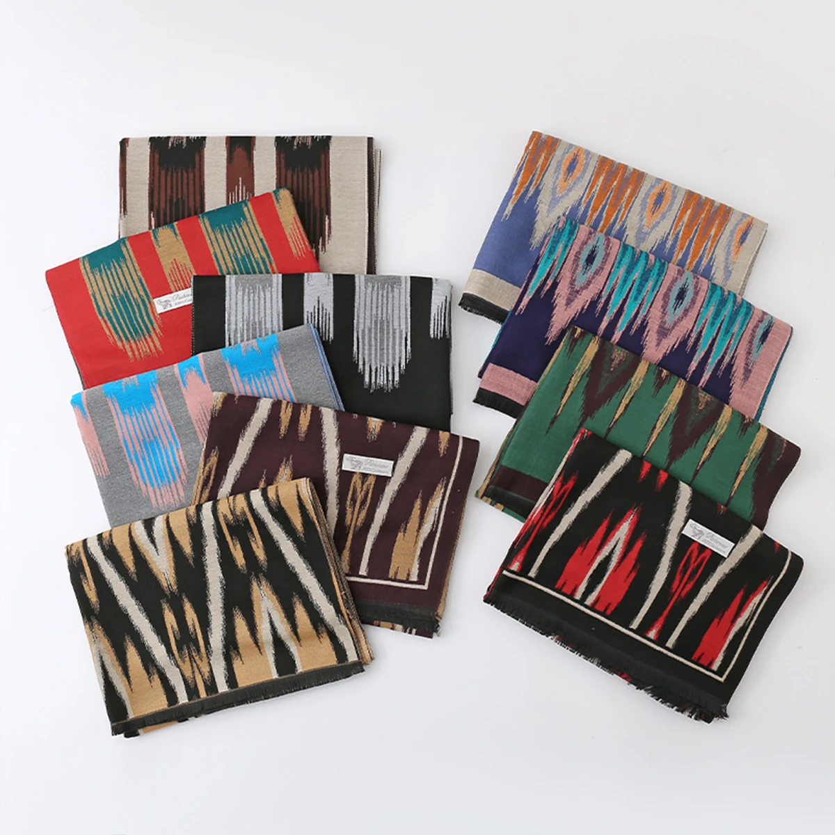Neue Herbst-Winter-Schals für Damen, vielseitiger warmer Schal, Jacquard, abstrakte Diamant-Geometrie, hochwertiger großer quadratischer Schal Image