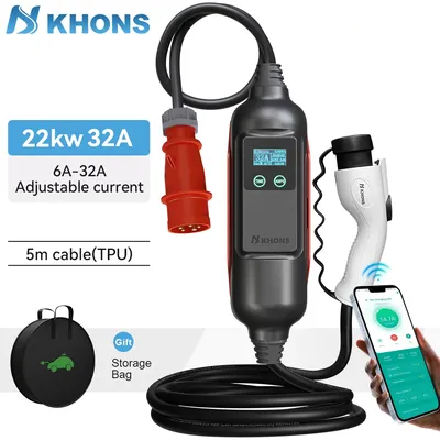 Khons gbt 32a 3-phasig 22kW tragbares EV-Ladegerät Wi-Fi-App-Steuerung Evse-Ladebox-Ladestation für Image
