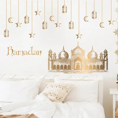 Ramadan Kareem Wandaufkleber DIY Aufkleber Kunst Wandbilder Eid Mubarak Dekoration für Zuhause Wohnzimmer Fensteraufkleber Tapete Image