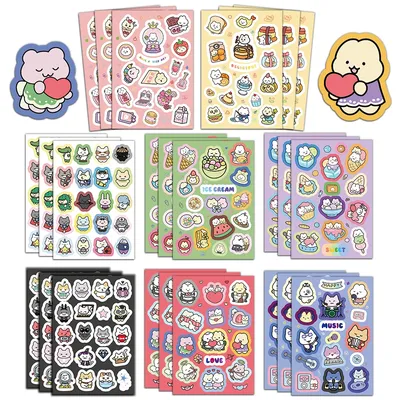 8 Stück Katze Party Aufkleber DIY niedlichen Konto Material Telefon Fall Laptop Gepäck Flasche wasserdichte Aufkleber Image
