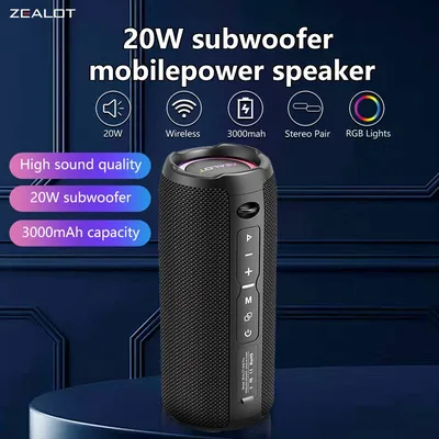 Zealot S49 Pro Wireless-Lautsprecher, tragbarer Outdoor-Subwoofer-Lautsprecher wasserdicht ipx 3000, Dual-Pairing, mAh. Image