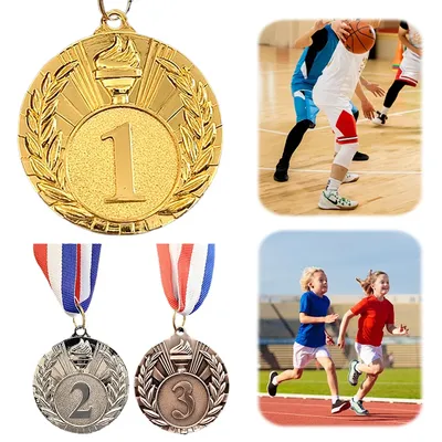 1–10 Stück, 5 cm, Gold, Silber, Bronze, Auszeichnungsmedaillen, Gewinnermedaillen mit Halsband, Image