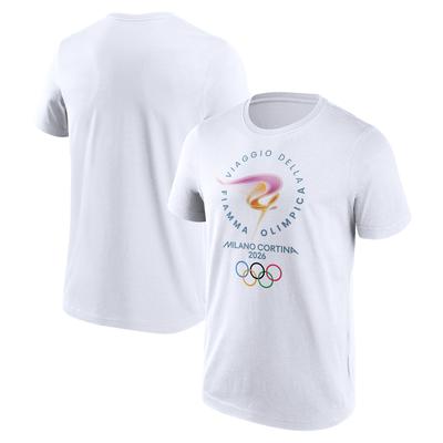 Milano Cortina 2026 Olympics Torch Primary Logo Graphic T-Shirt – Weiß Image