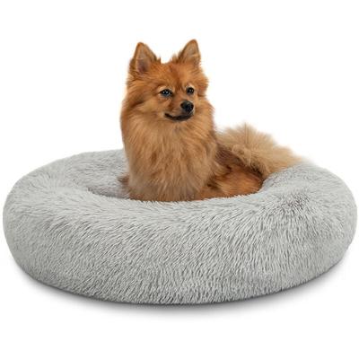 Hundebett rund Hundekissen Hundesofa Donut 60cm Durchmesser, hellgrau - Lionto