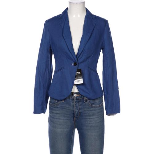 H&M Damen Blazer, Gr. 34, blau, Baumwolle, Leinen, Synthetik