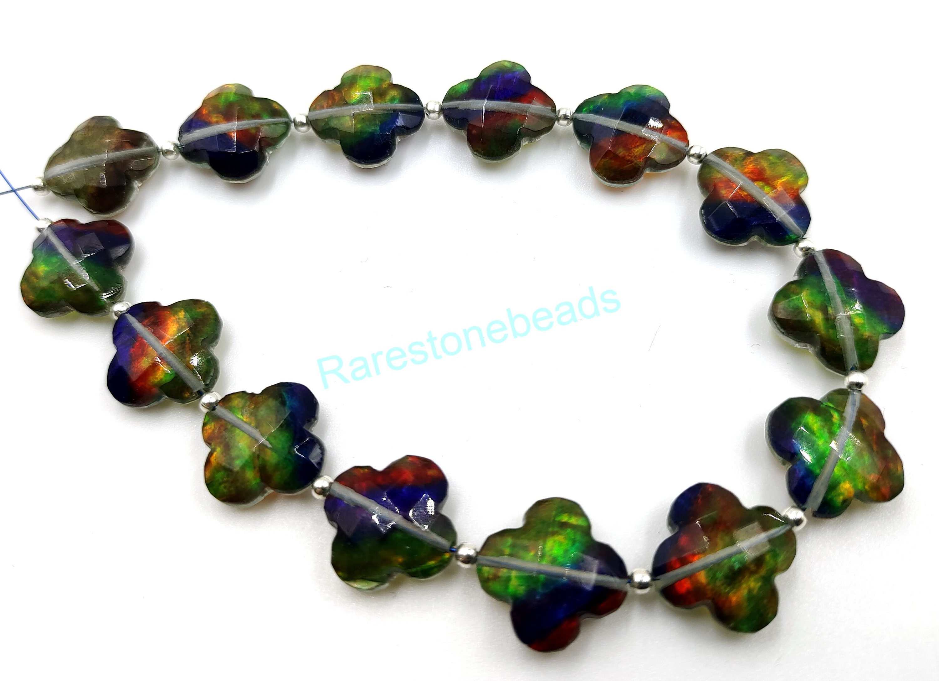 Pietra preziosa di ammolite, 10 pezzi, pietra preziosa forata, pietra preziosa intagliata, ammolite sciolta, fiore di pietra preziosa, vetro di ammoli
