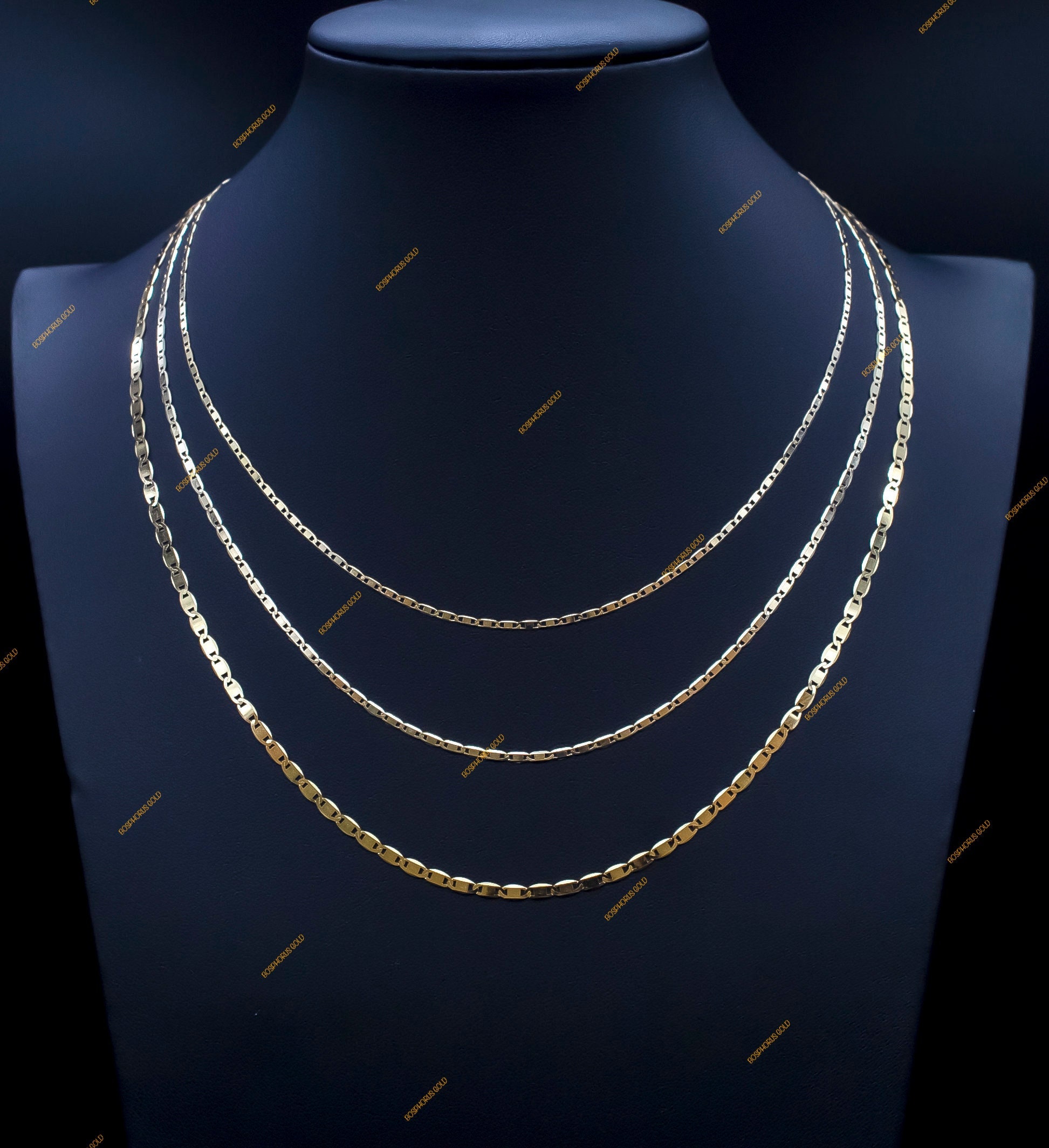 Collana con catena a maglie Mariner in oro vero 10k, oro giallo massiccio 10k, catena da donna, collana con catena in oro, catena Valentino massiccia