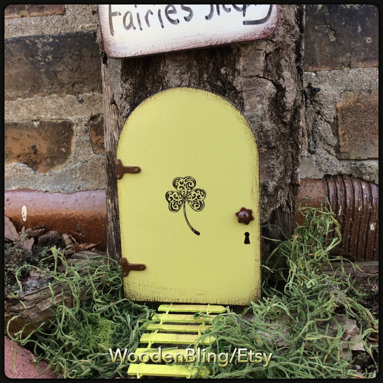 Porta delle fate irlandesi, giorno di San Patrizio, porta delle fate, giardino delle fate, decorazioni da giardino, verde, compleanno, fortunato, trif