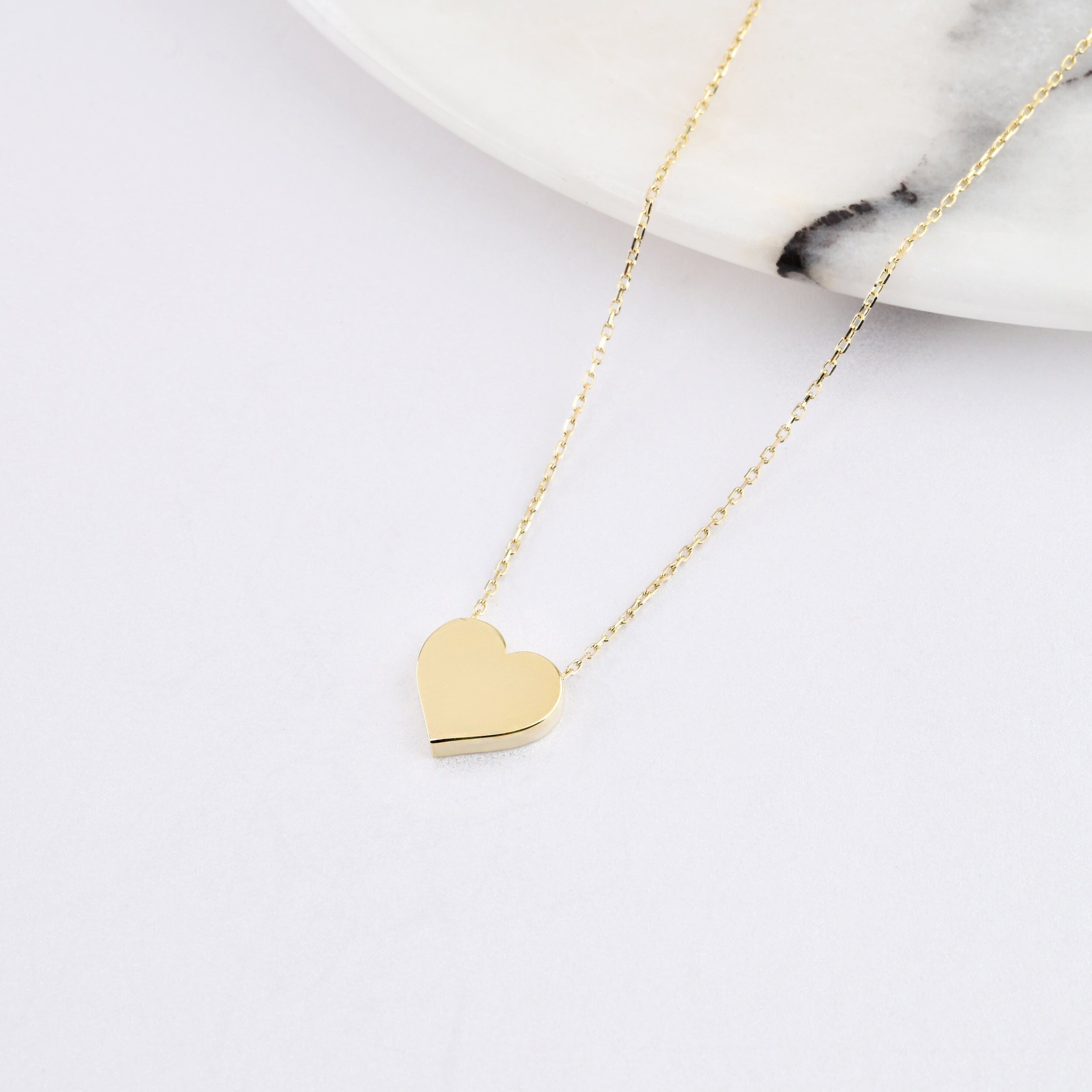 Collana a cuore in oro massiccio 14k, collana a cuore in oro massiccio 14k, collana con ciondolo a cuore, collana a cuore, collana dell'amore, collana