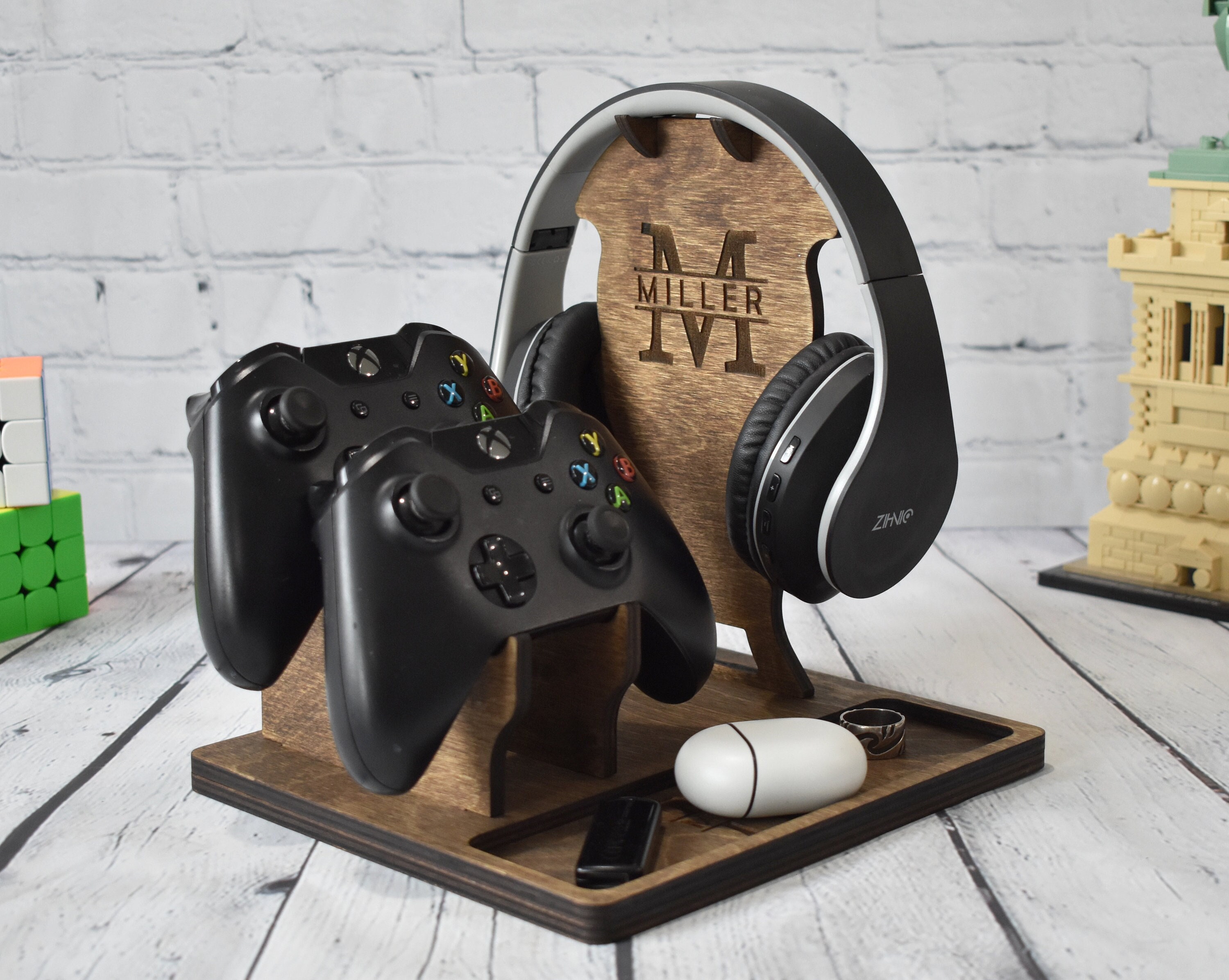 Cuffie e supporto per controller, decorazioni per giochi, supporto per cuffie, cuffie e supporto per controller di gioco, regalo di Natale per i gioca