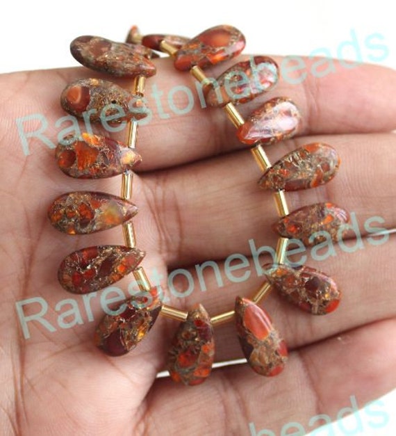 Opale naturale, turchese color rame, 10 pezzi, turchese forato in alto, turchese del Mojave, opale arancione, turchese color rame, perline del Mojave,